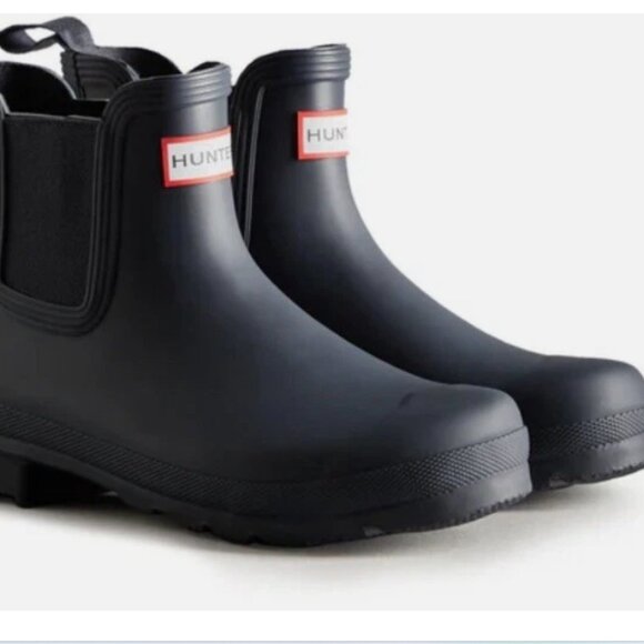 NEW HUNTER Original Chelsea Rain Boots Waterproof in Navy For Women 1025 6s3 - Picture 2 of 6